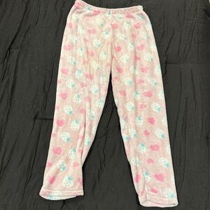 Kids Pink Heart & Strawberry Fleece Pajama Pants